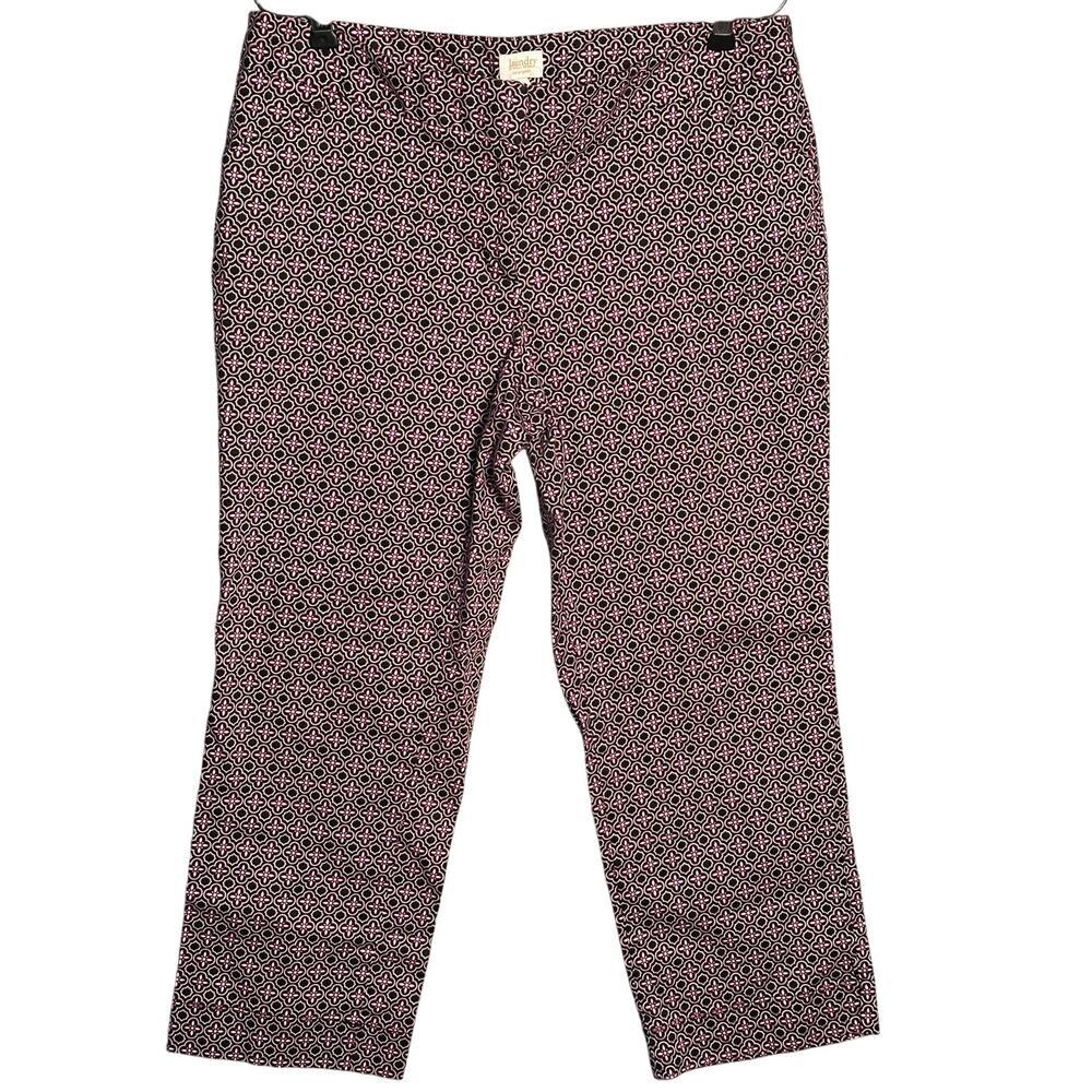 Laundry by Shelli Segal Sz 12 Geometric Ankle Crop Pants Pink‎ & Black Career